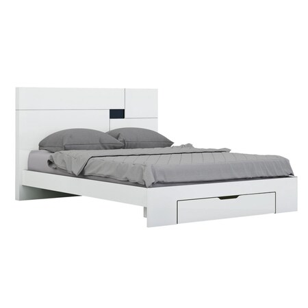 Gfancy Fixtures 79 x 80 x 43 in. Modern Eastern King White High Gloss Bed GF3097483